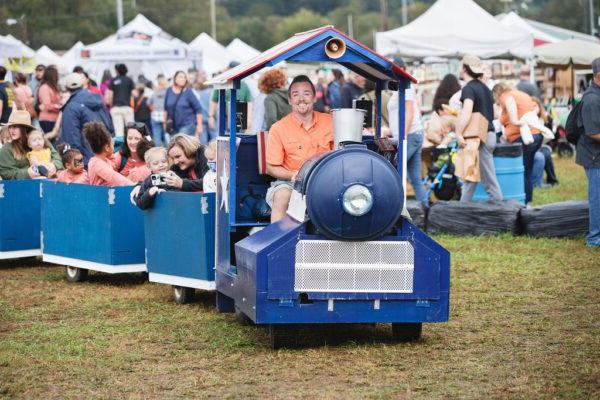 a miniature train for children